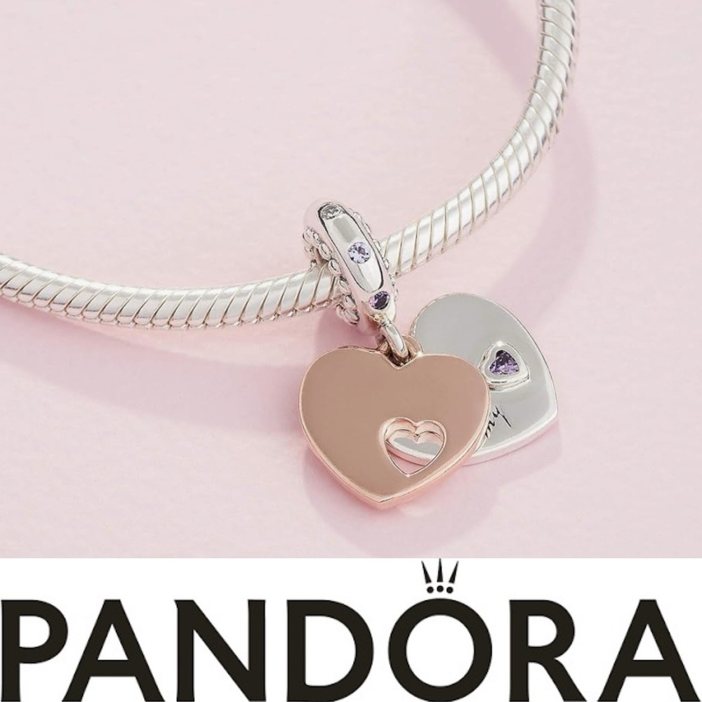 Pandora Heart Charm with Purple and Silver Accents NWOT❤️